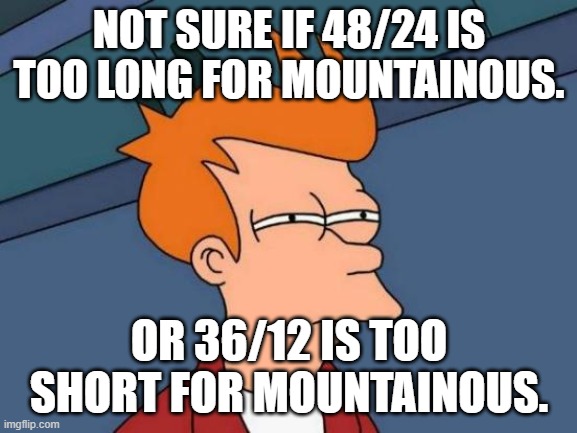 Fry squinting Mountainous meme